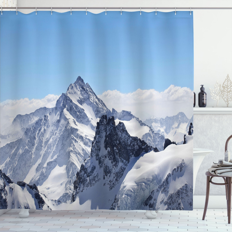 Snowy Mountain Peaks Shower Curtain