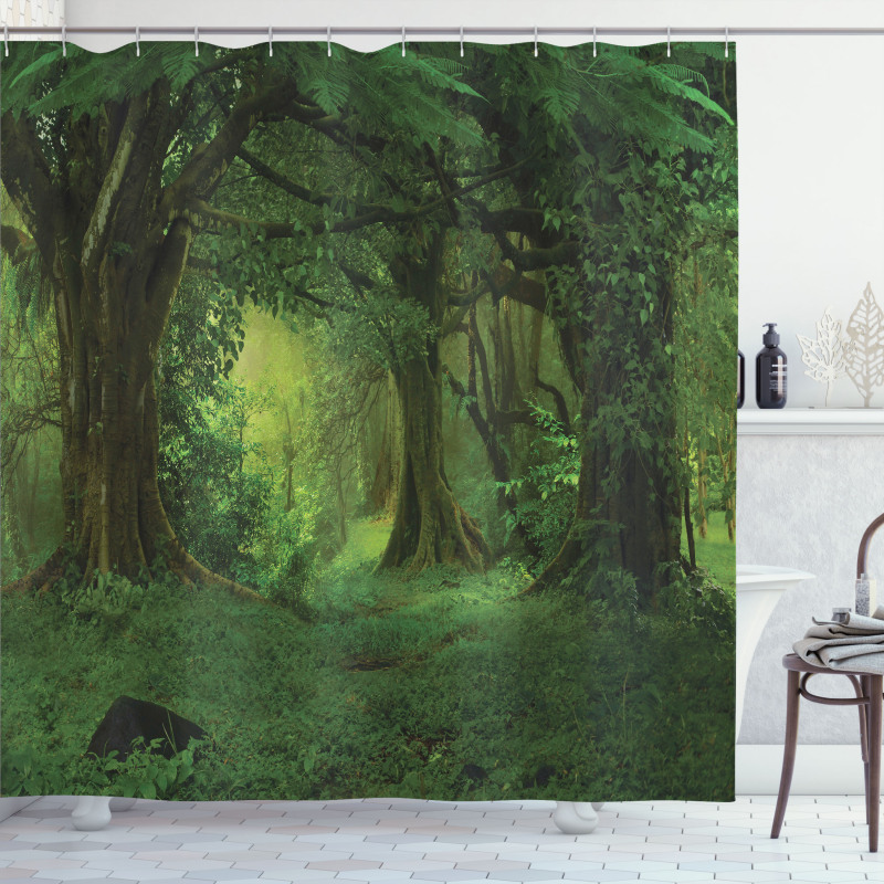 Tropical Jungle Trees Shower Curtain