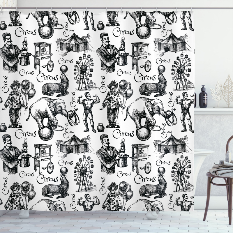 Circus Magician Theme Shower Curtain