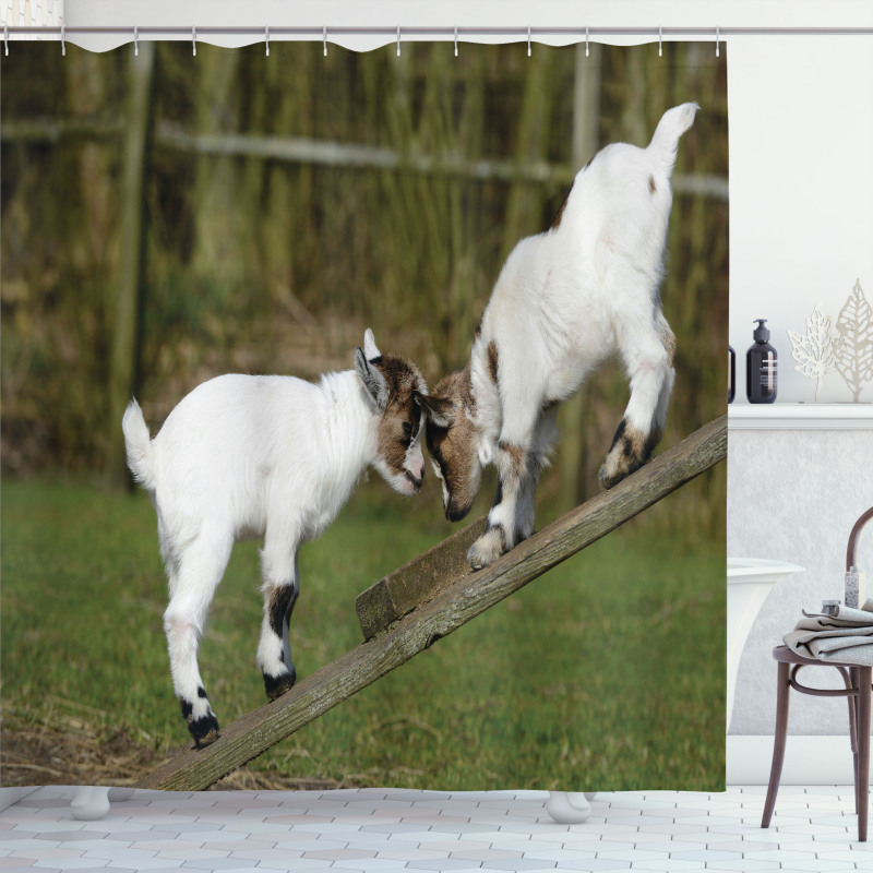 Farm Life with Goats Shower Curtain