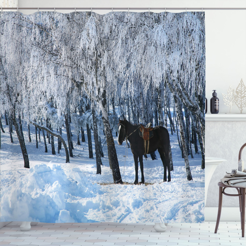 Winter Forest Theme Shower Curtain