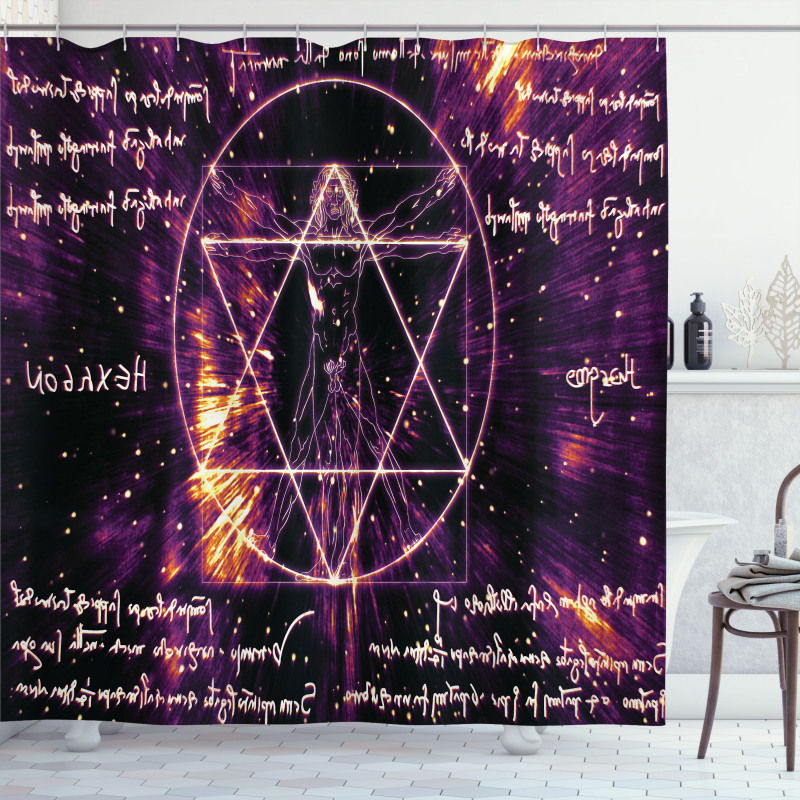 Vitruvian Man Occult Shower Curtain