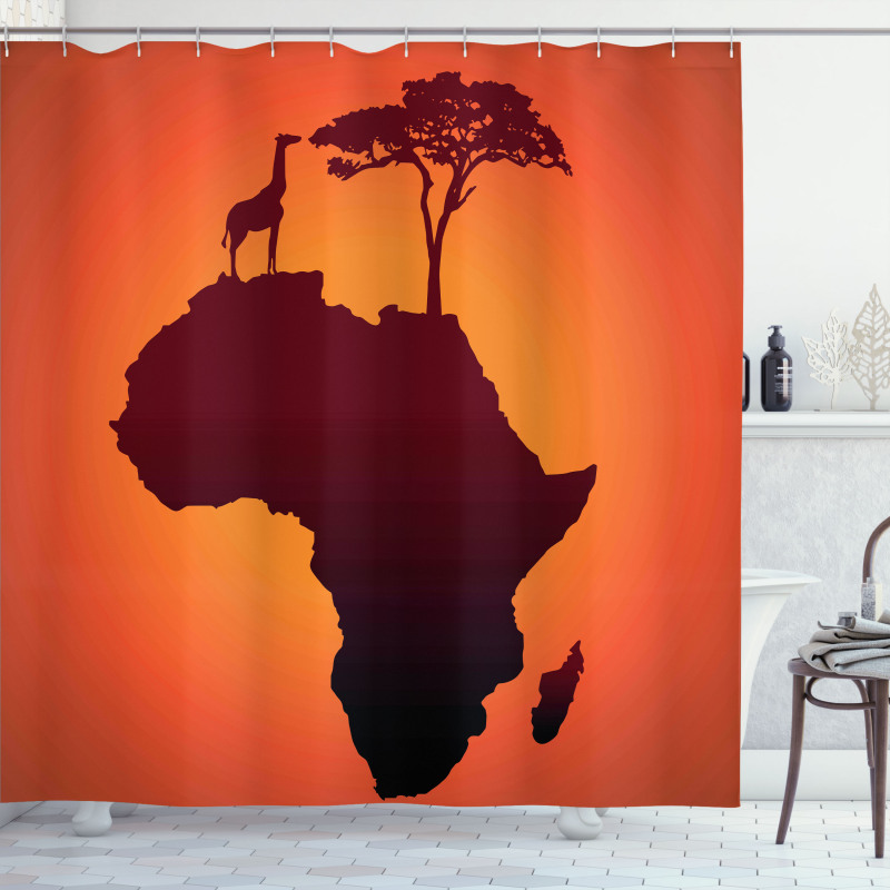 Safari Map with Continent Shower Curtain