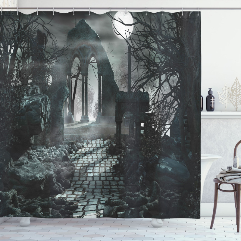 Moon View in Scary Dark Shower Curtain