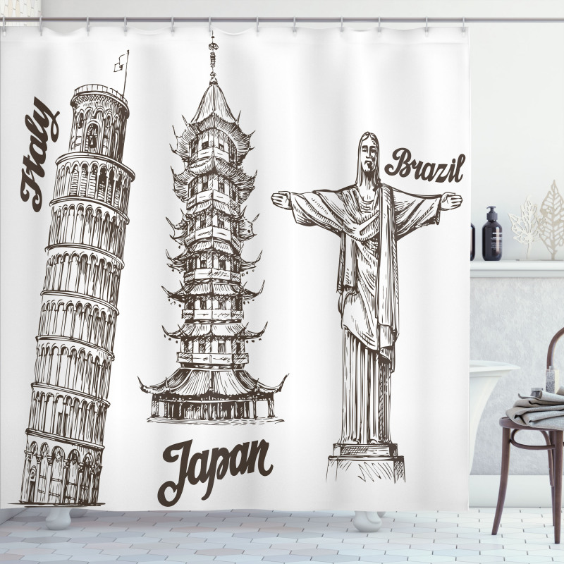 Japanese Style Building View Shower Curtain