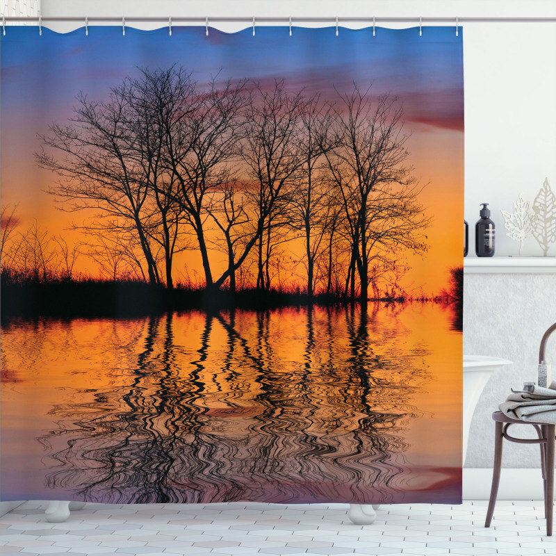 Sunset by Lake View Shower Curtain