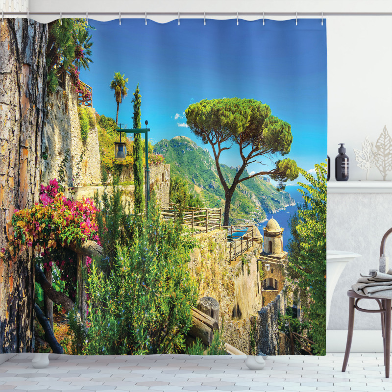 Village Trees Blossoms Shower Curtain