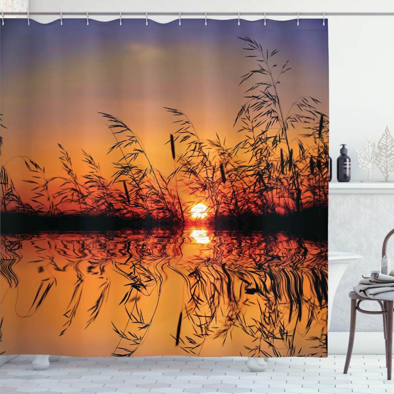 Lake Sunset Photo Scene Shower Curtain