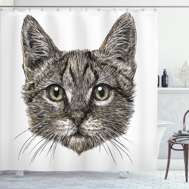 Sketchy Cat Head Shower Curtain