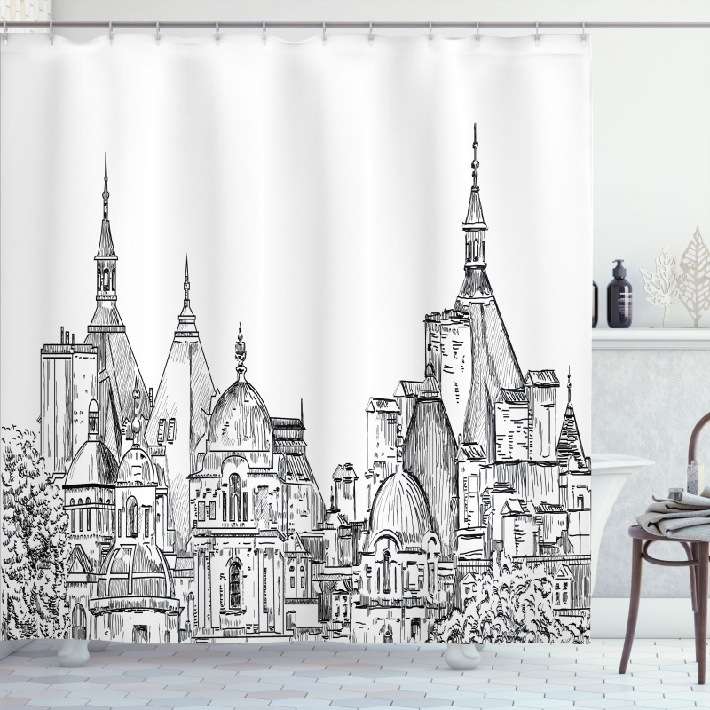 Sketchy Art Landmark Shower Curtain