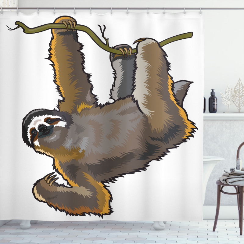 Lazy Sloth Bear Cartoon Shower Curtain