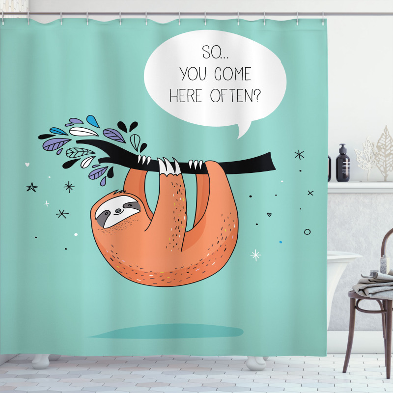 Flirty Sloth Cartoon Shower Curtain