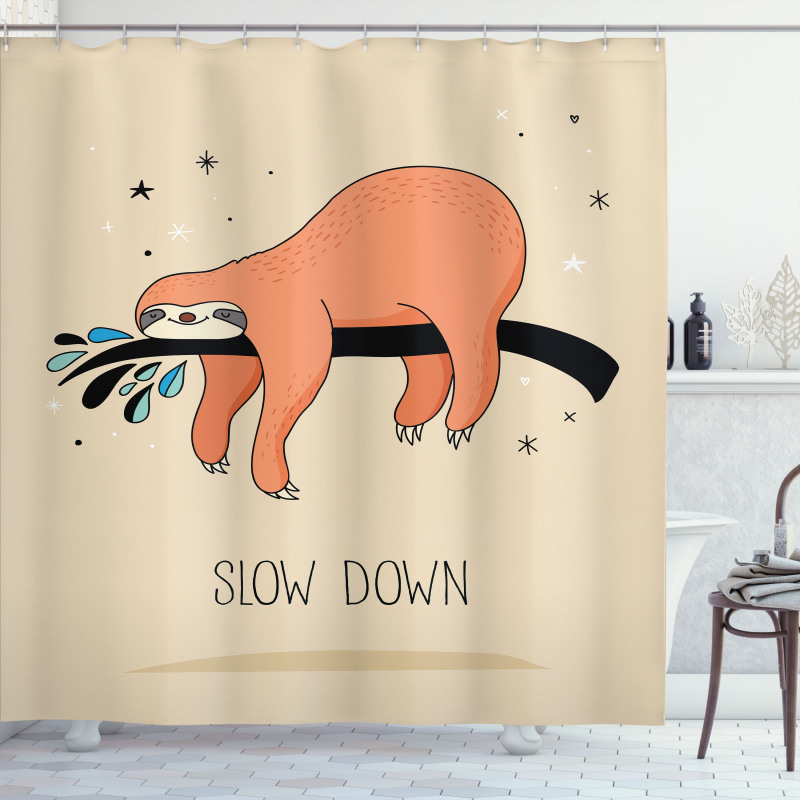 Sleepy Sloth Cartoon Shower Curtain
