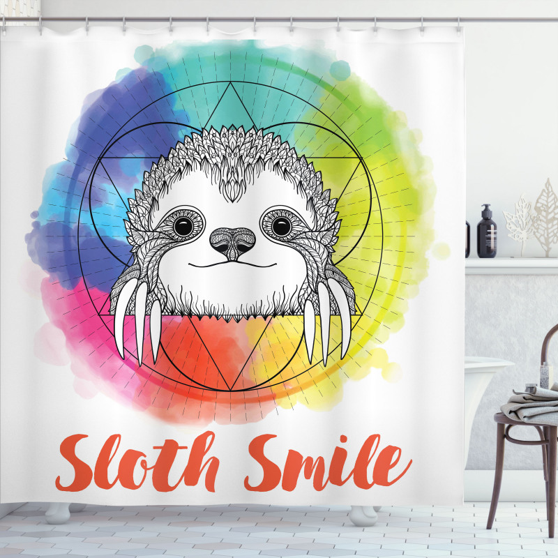 Rainbow Sloth Sketch Shower Curtain