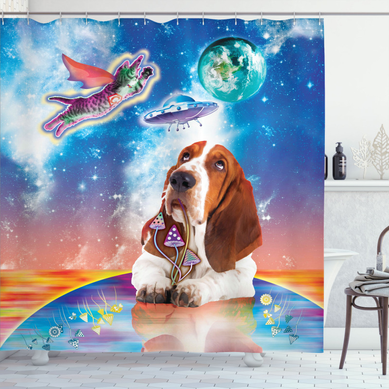 Cosmic Animals UFO Shower Curtain