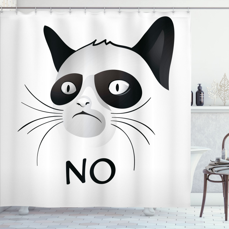 Grumpy Face Famous Cat Shower Curtain