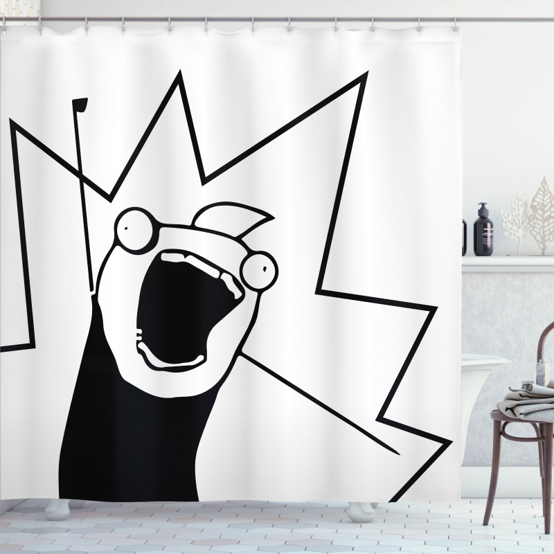 Digital Happy Stick Meme Shower Curtain