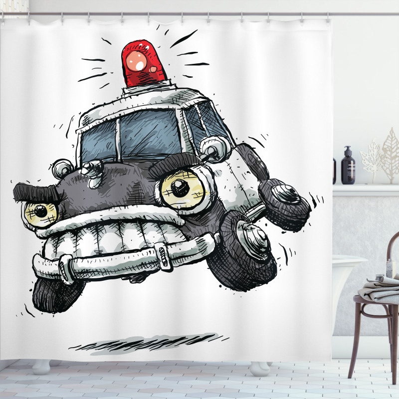 Police Car Art Image Shower Curtain