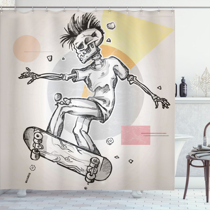 Skating Skeleton Boy Shower Curtain