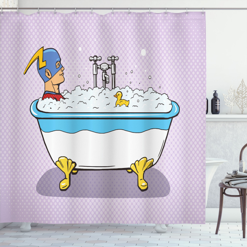 Superhero Bubble Bath Shower Curtain