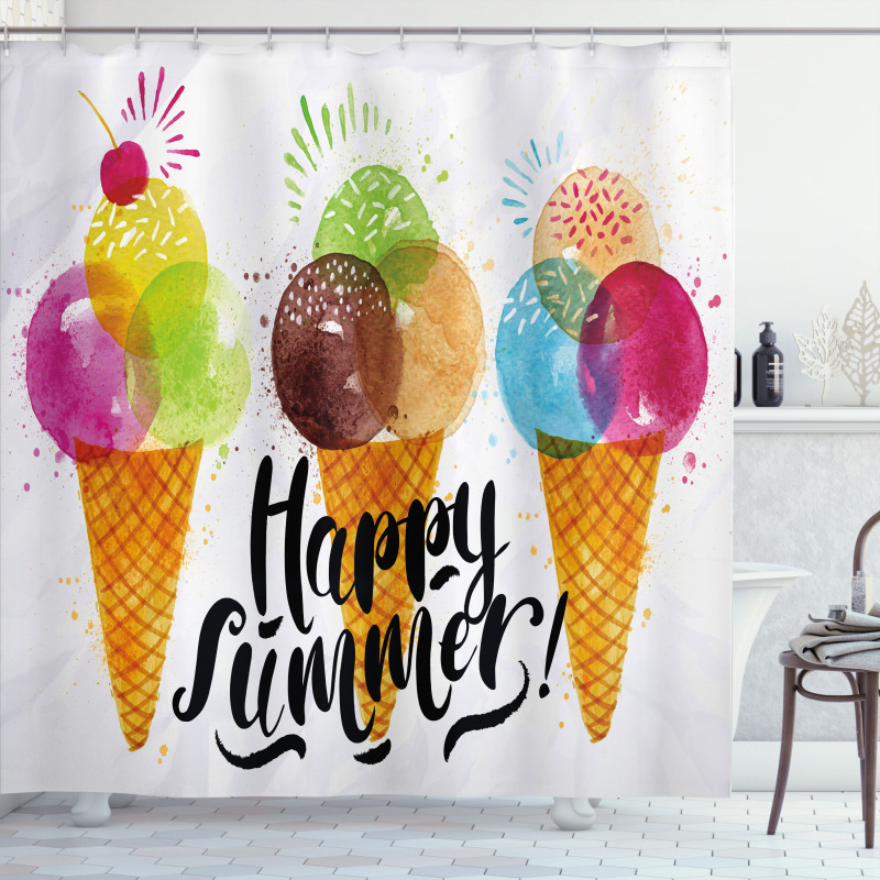 Ice Cream Cones Dessert Shower Curtain