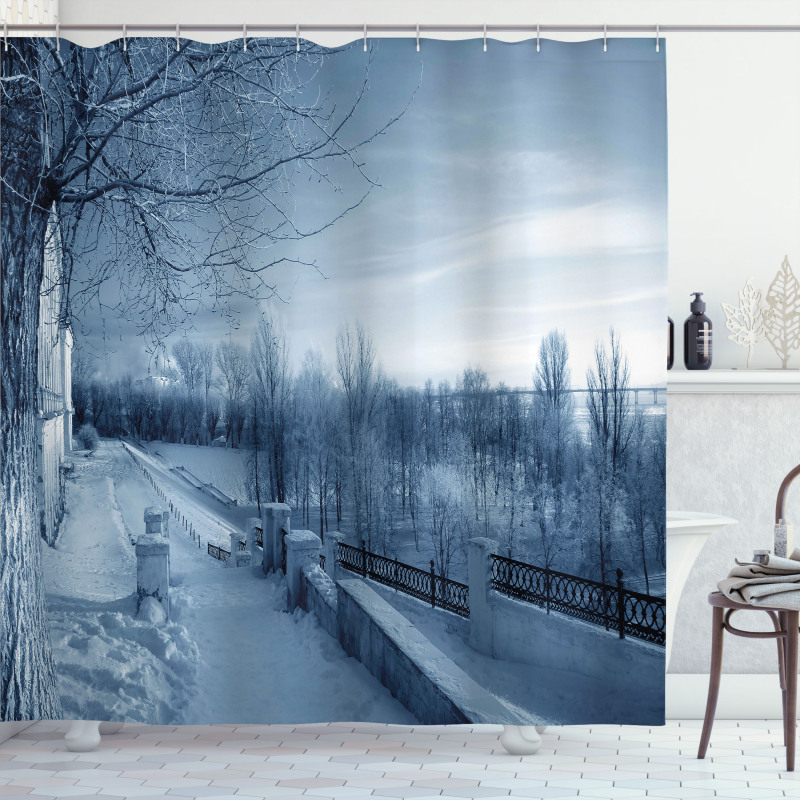 Ice Cold Snowy Scenery Shower Curtain