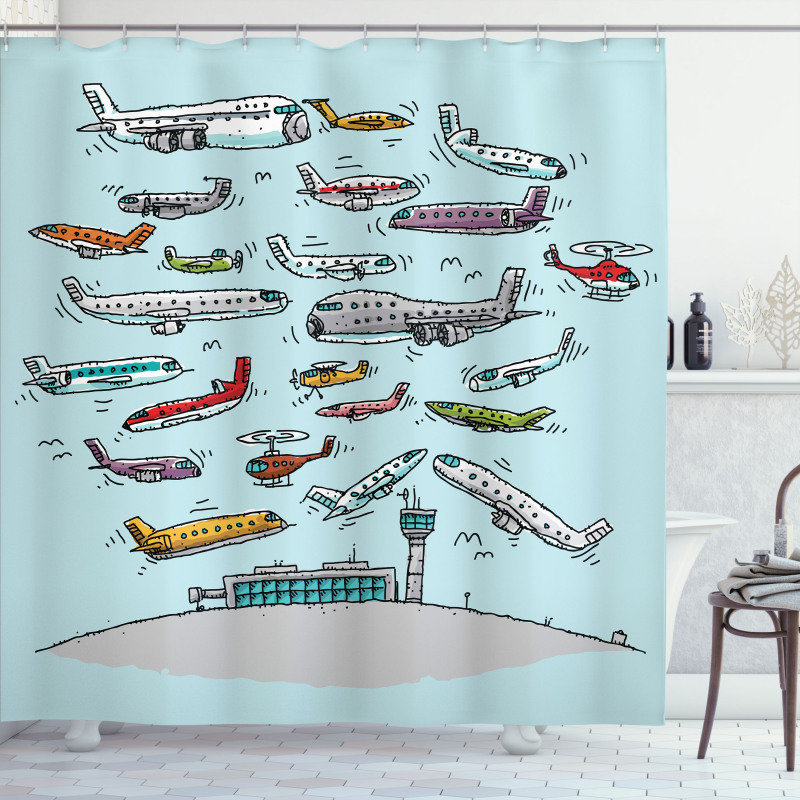 Airplanes Helicopters Shower Curtain