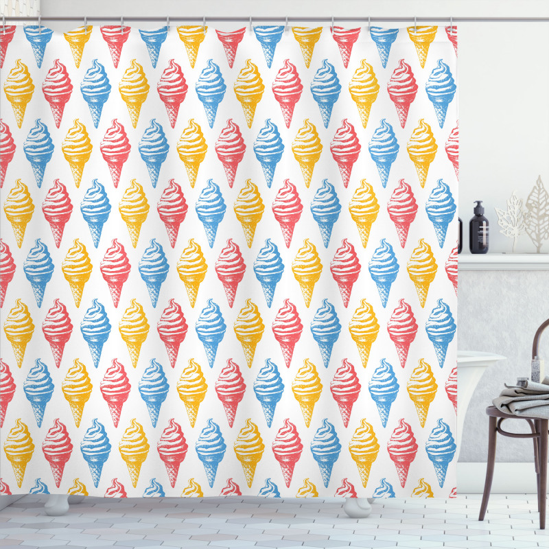 Ice Cream Cones 50s Time Shower Curtain