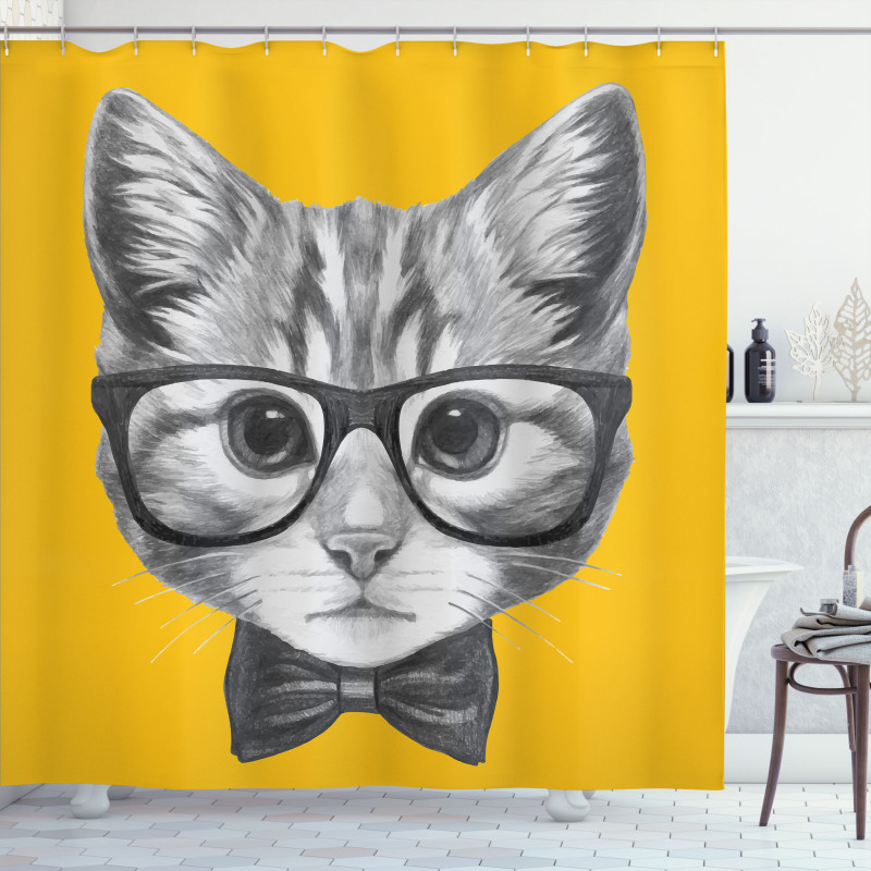 Baby Hipster Kitten Cat Shower Curtain