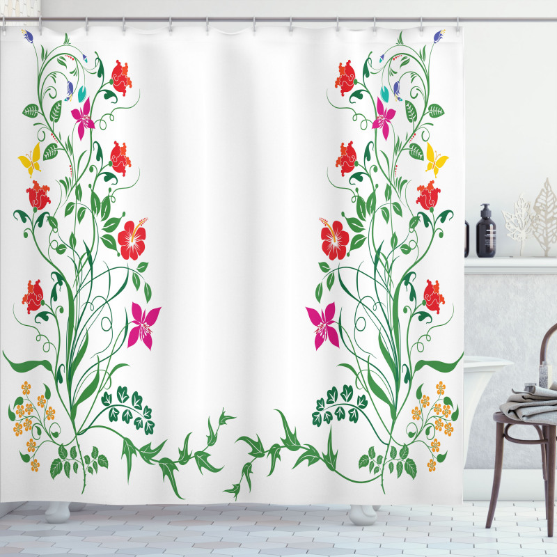 Floral Leaves Buds Ivy Shower Curtain