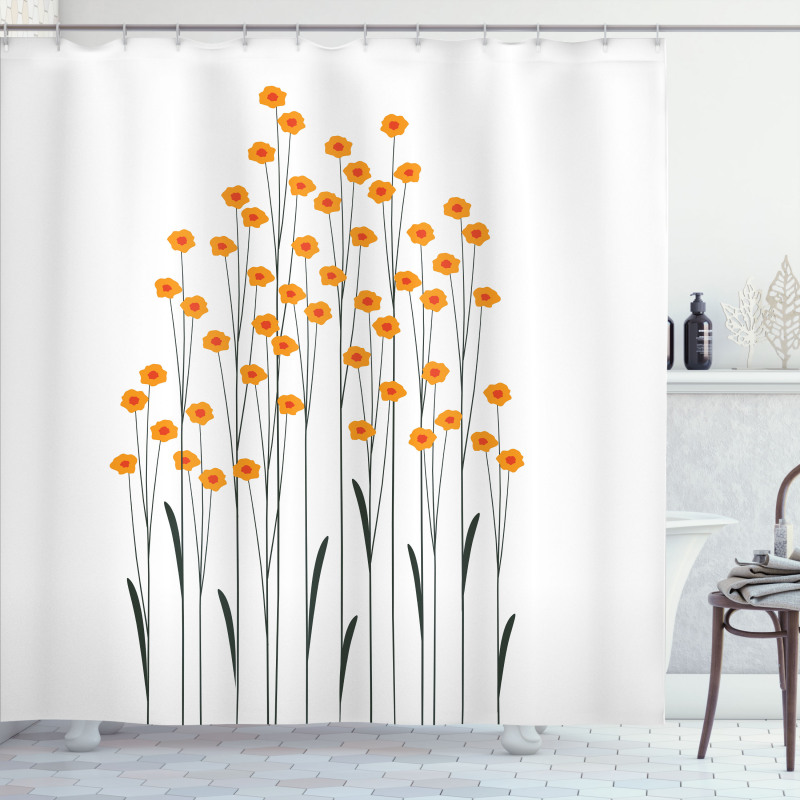 Yellow Daisies Leaves Shower Curtain