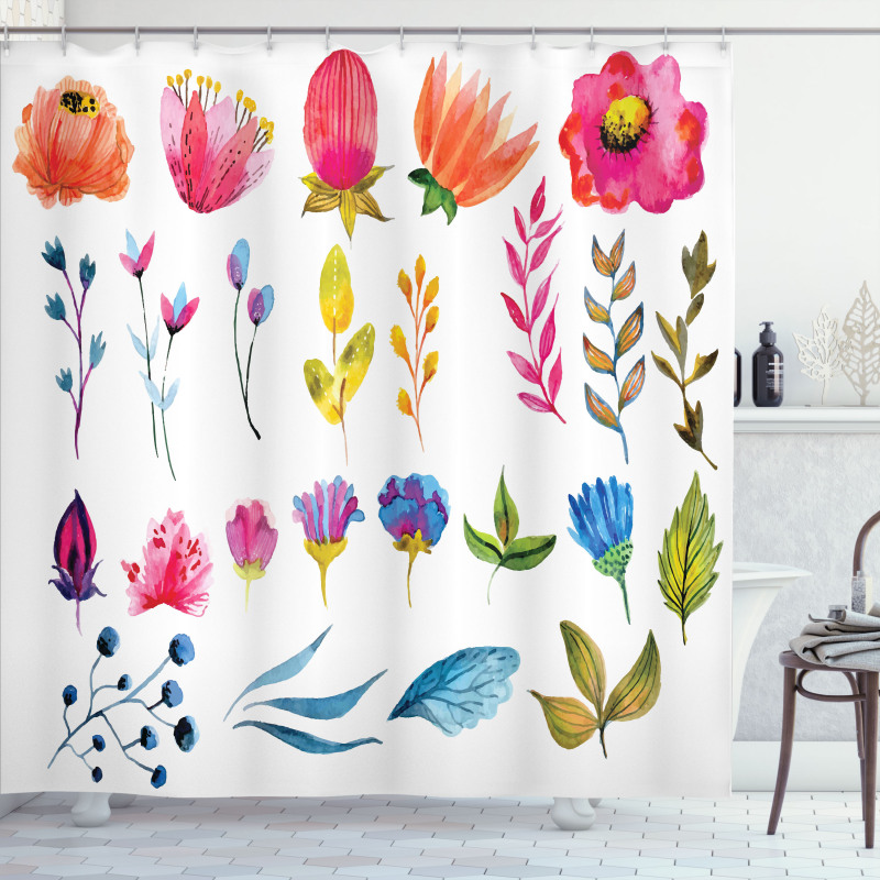 Watercolor Garden Design Shower Curtain