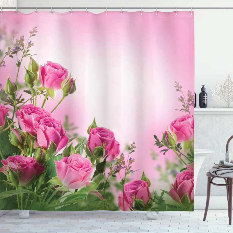 Spring Season Roses Buds Shower Curtain