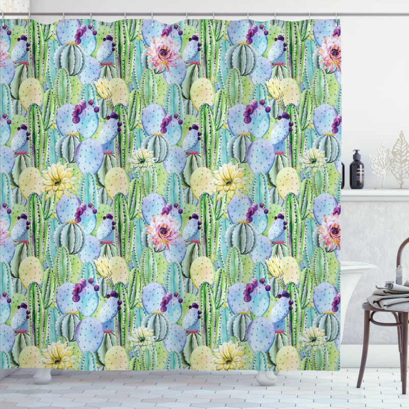 Cactus Buds Types Pattern Shower Curtain