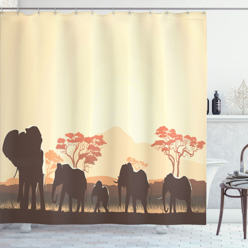 Safari Animal Elephant Shower Curtain