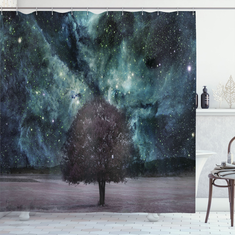 Nebula Galaxy Planet Tree Shower Curtain