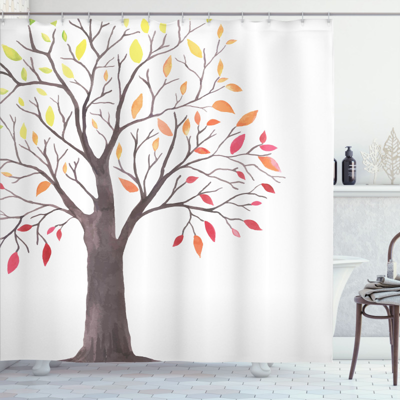 Forest Trees with Leaves Shower Curtain