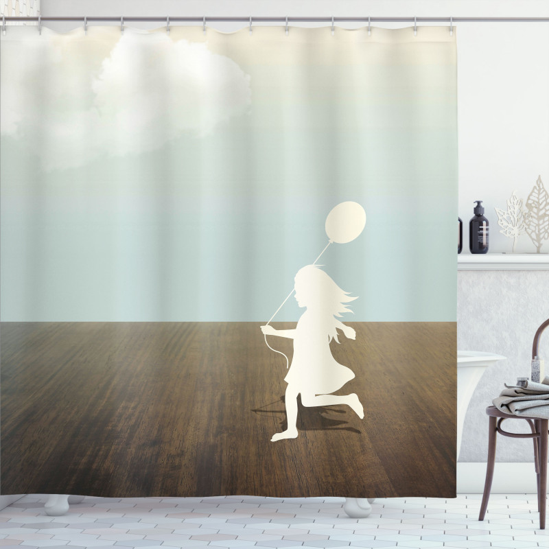 Little Girl with Balloon Shower Curtain