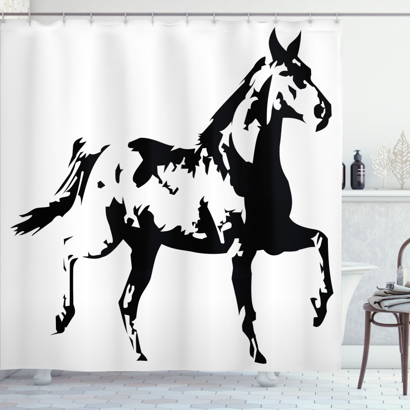 Running Horse Silhouette Shower Curtain