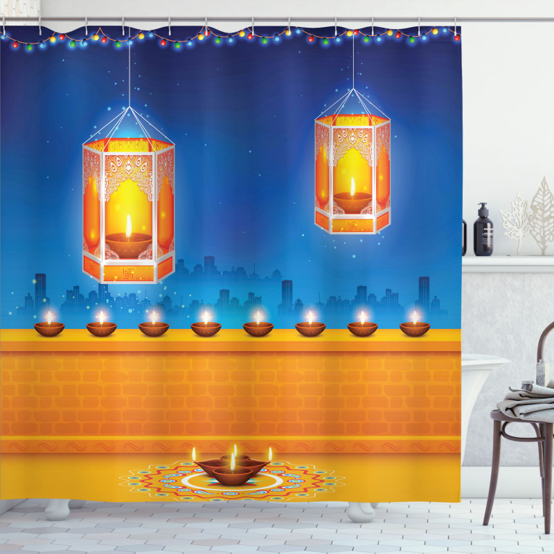 Diwali Night Candles Shower Curtain