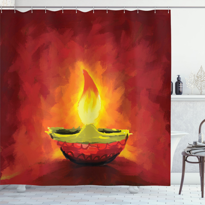 Oil Painting Candle Shower Curtain