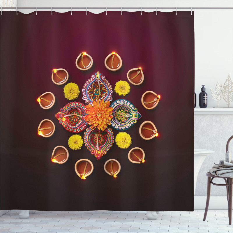 Flowers Burning Candles Shower Curtain