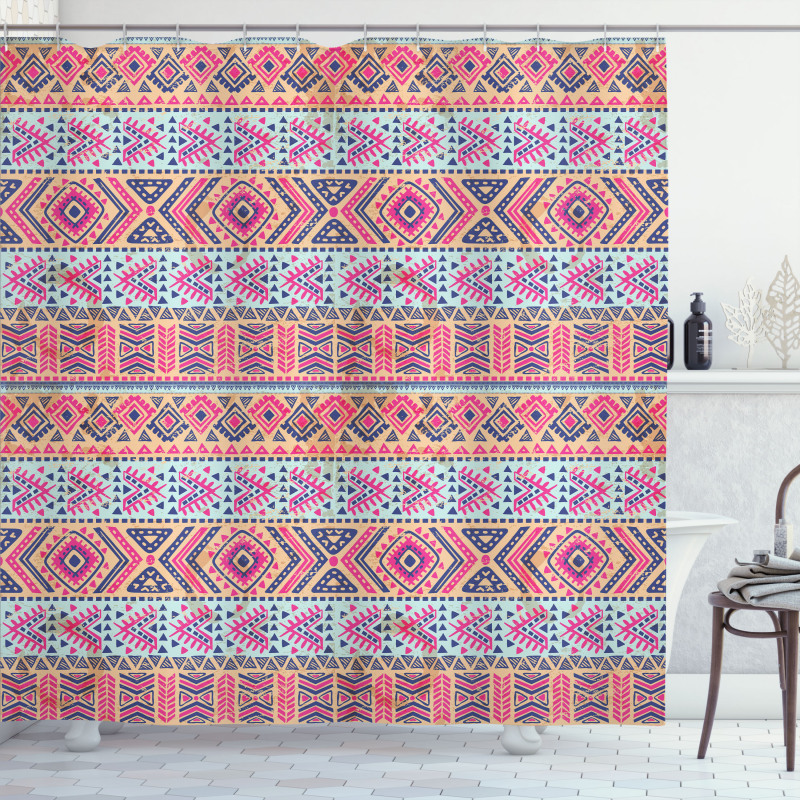 Retro Spring Aztec Art Shower Curtain