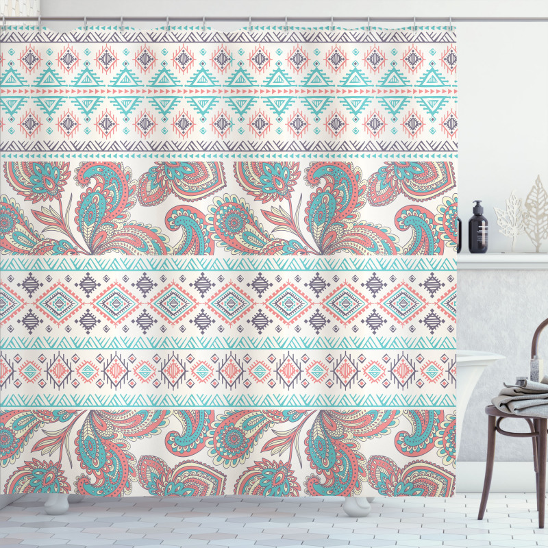 Floral Paisley and Aztec Shower Curtain