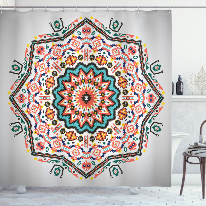 Abstract Sun Aztec Style Shower Curtain