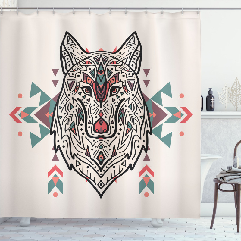 Big Wolf Head Ornaments Shower Curtain