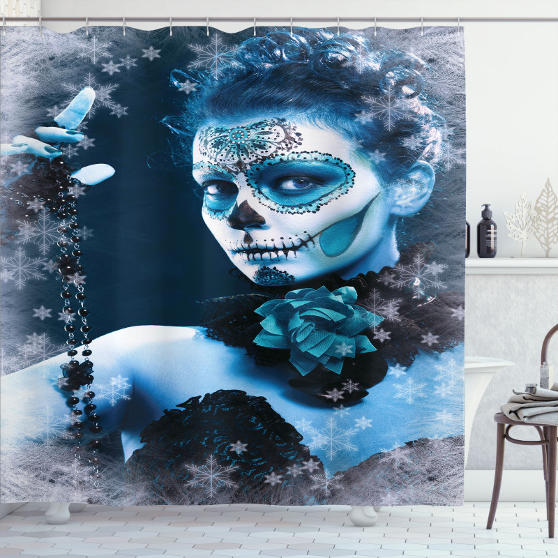 Roses Snowflakes Shower Curtain