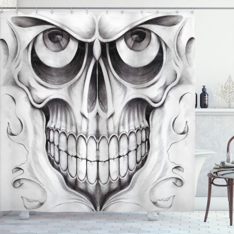 Skull Face Angry Shower Curtain