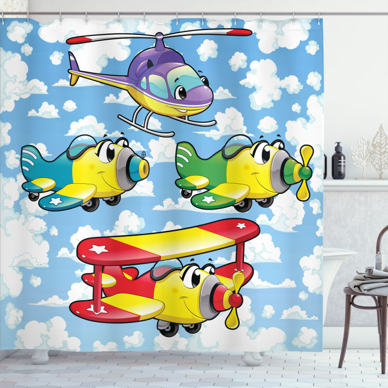 Kids Airplanes Sky Shower Curtain