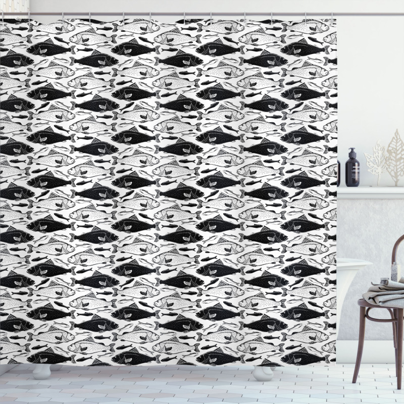 Dotted Fish Retro Fauna Shower Curtain